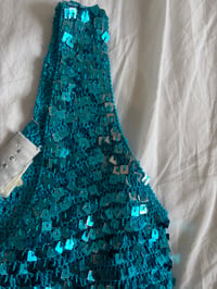 Image 4 of Vintage Y2K blue sequin crochet cami 