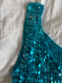 Image 5 of Vintage Y2K blue sequin crochet cami 