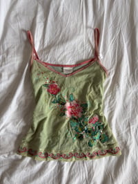 Image 1 of Vintage Y2K green and pink fairy sequin floral cami