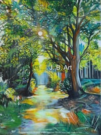 Sunlit Forest Path - Original painting 80x60cm