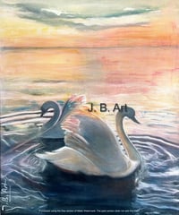 Dusk Swans - Size A5 Glossy cards