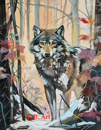 Autumn Wolf - Canvas print 60x40cm 