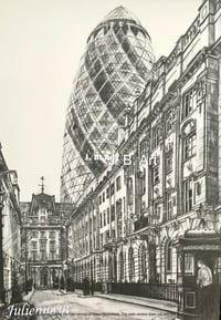 The Gherkin - London - Urban Contrast Size A5 Greetings Card