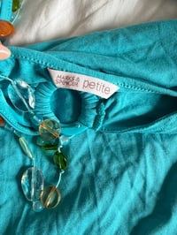 Image 4 of Vintage Y2K turquoise cami with o ring detail and built in necklace 
