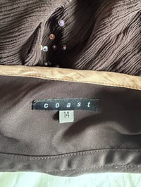 Image 9 of Vintage Y2K chocolate brown silk sequin handkerchief hem top 