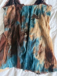 Image 6 of Vintage Y2K brown and blue tie dye sequin cami with hook and eye bust 