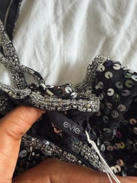 Image 3 of Vintage Y2K black sequin and beaded handkerchief 