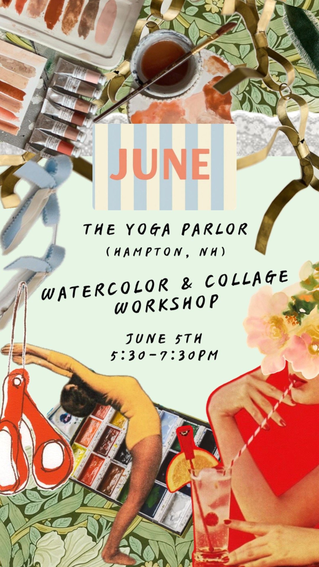 Image of 6/5 Watercolor & Collage Workshop @ The Yoga Parlor (Hampton)