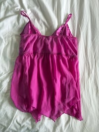 Image 2 of Vintage Y2K pink handkerchief hem halter ribbon detail on the bust 