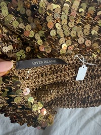 Image 3 of Vintage Y2K gold sequin crochet cami