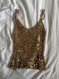 Image 6 of Vintage Y2K gold sequin crochet cami