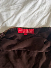 Image 6 of Vintage Y2K Aftershock chocolate brown silk beaded handkerchief hem top 