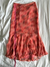 Image 4 of Vintage Y2K orange floral silk mermaid fairy skirt 