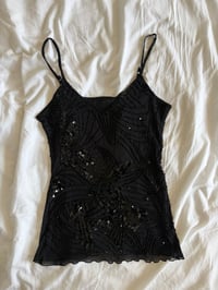Image 6 of Vintage Y2K black sequin and beaded cami 