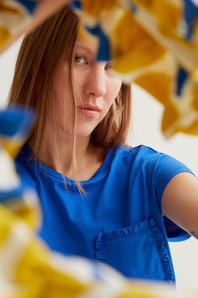 Image of Camiseta azul detalle bolsillo