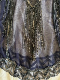 Image 5 of Vintage Y2K navy blue sequin beaded cami with scallop hem