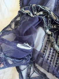 Image 6 of Vintage Y2K navy blue sequin beaded cami with scallop hem