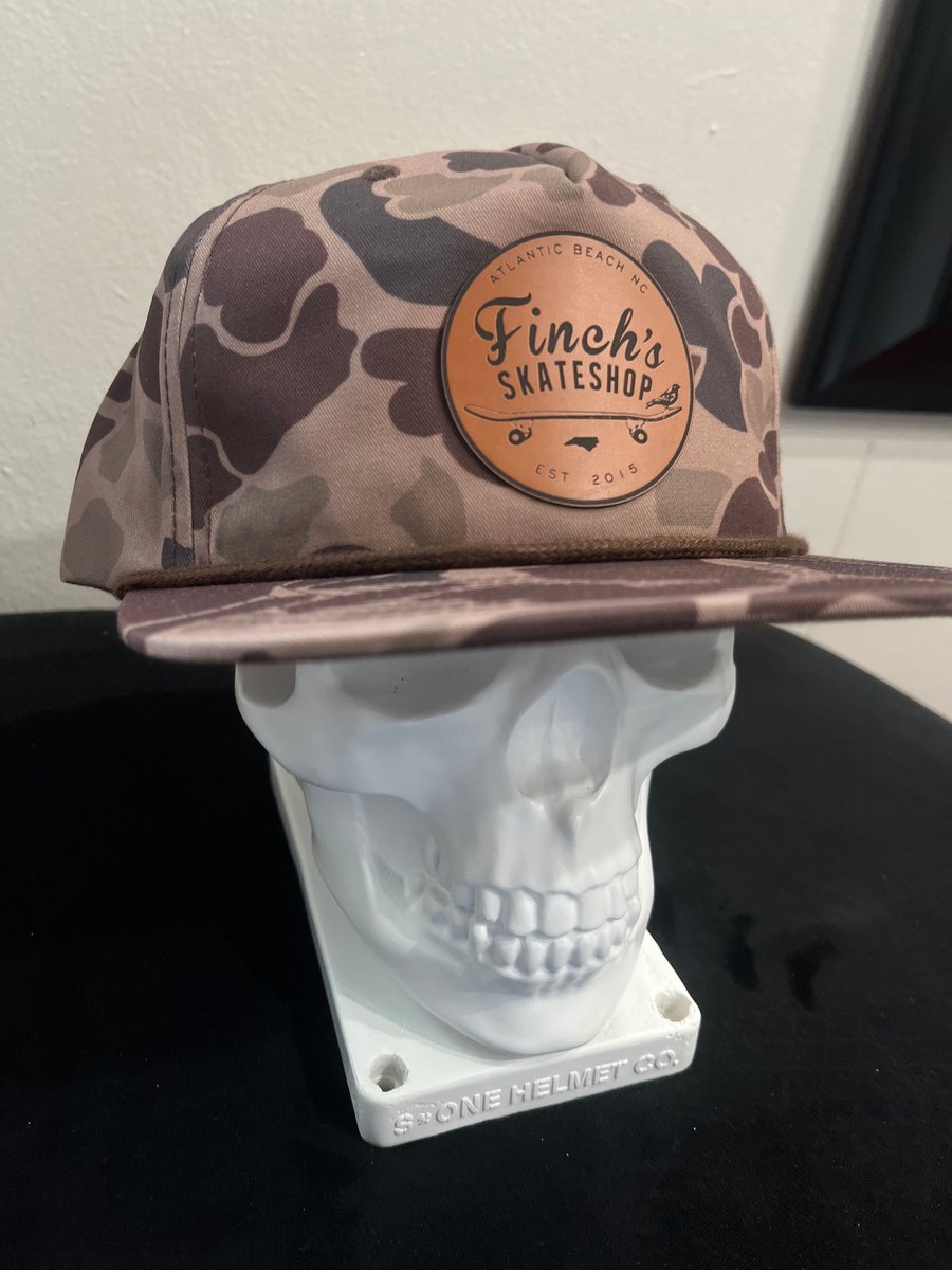 Image of Finchs Leather Patch Hat Army Camo 