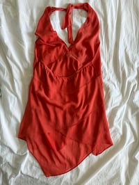 Image 2 of Vintage Y2K Orange sequin halter neck fairy cami with handkerchief hem 