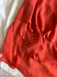 Image 3 of Vintage Y2K Orange sequin halter neck fairy cami with handkerchief hem 