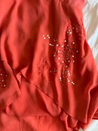 Image 4 of Vintage Y2K Orange sequin halter neck fairy cami with handkerchief hem 