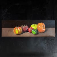 Image 1 of Tomatoes Study - Original Oil Painting, 4” x 12”