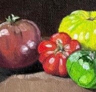 Image 2 of Tomatoes Study - Original Oil Painting, 4” x 12”