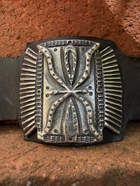 Image 4 of WL&A Handmade Large Heavy Ingot Winged Ketoh Leather Bow Guard Bracelet - Wrist Size 6" to 8"