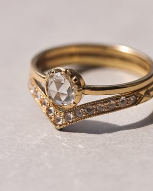 Image of *Made to order* 18ct yellow gold 5.0mm rose-cut diamond solitaire ring (LON205)