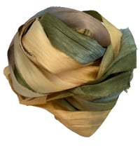 Image 3 of 10YD POPPY FIELDS HAND DYED SARI SILK RIBBON BY COLOR BURST SILK