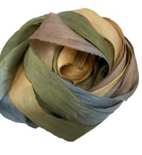 Image 1 of 10YD POPPY FIELDS HAND DYED SARI SILK RIBBON BY COLOR BURST SILK
