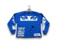Image 1 of Michael Jackson custom upcycled reworked Screen Print blue sweatshirt 