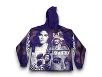 Image 1 of  Michael Jackson sade black panther party custom upcycled reworked Screen Print purple hoodie