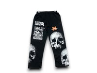 Image 1 of Skull M panthers Custom Upcycled Reworked Screen Print sweatpants 