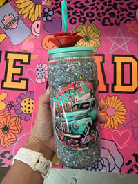 Image 4 of Simple life Snowglobe glitter tumbler 20 oz