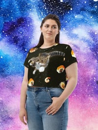 Image 1 of Sushi Cat In Space - All Over Print Crop Top - Crop Tee