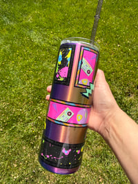 Image 4 of Retro Memphis patterned stainless steel 20 oz