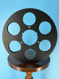 Image 1 of Burlington Recording 1/4" x 10.5" Vintage Type BLACK NAB Metal Reel in Gray Box - Round Windows