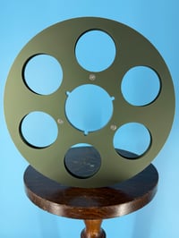 Image 1 of Burlington Recording 1/4" x 10.5" Vintage Type GREEN NAB Metal Reel in Gray Box - Round Windows
