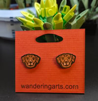 Labrador shaped hand painted wood stud earrings