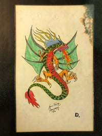 Image 1 of 1986 Hand drawn dragon flash by Ron Kevie, Illinois 
