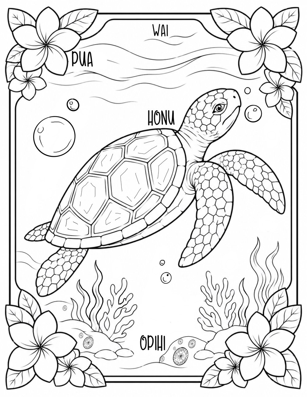 Image of Honu (Turtle) Coloring page 