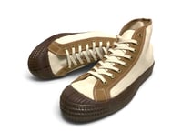 Image 1 of VEGANCRAFT natural + camel canvas hi top sneaker shoes made in Slovakia 