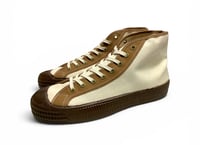 Image 2 of VEGANCRAFT natural + camel canvas hi top sneaker shoes made in Slovakia 