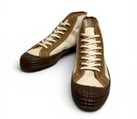 Image 3 of VEGANCRAFT natural + camel canvas hi top sneaker shoes made in Slovakia 