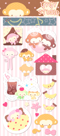 Image 1 of Moneky Sticker sheet⋆˙⟡♡