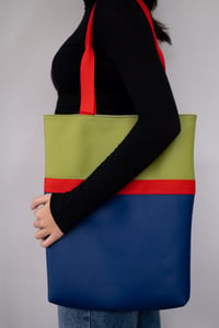 Image 1 of Medium size handmade shopping bag - blue , green and red