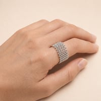 Image 2 of Bague large argent tissée Ourse