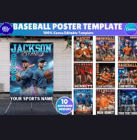 Image 1 of Baseball Poster Editable Template, (Canva)