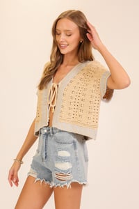 Image 3 of Coastal Breeze Tie-front Knit Top